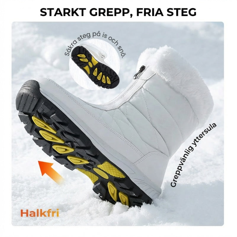 Halkfria, varma snöstövlar med dragkedja för kvinnor