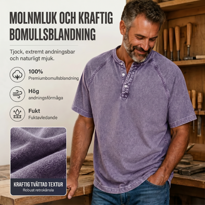 👕✨ Bomulls skjorta med bandkrage och raglanärmar