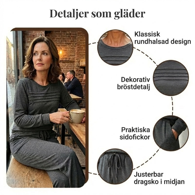 🔥SISTA DAGEN 60 % RABATT✨Avslappnat set med topp och byxor med dragsko för dam