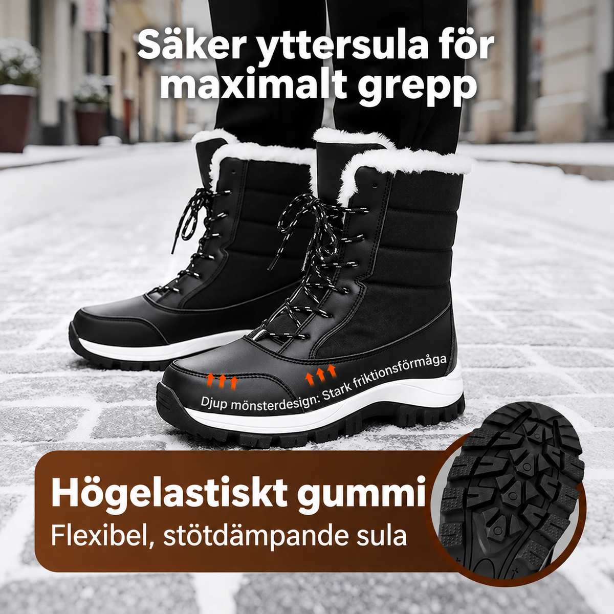 Vattentäta snökängor för dam med plyschfoder och skaft i mellanhöjd👢❄️