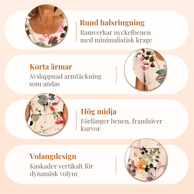 🔥🎁Nyhet 50 % RABATT🔥Kaskadklänning med blommönster och flera växter