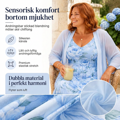 Elegant tvådelat klädset med blommönster för damer