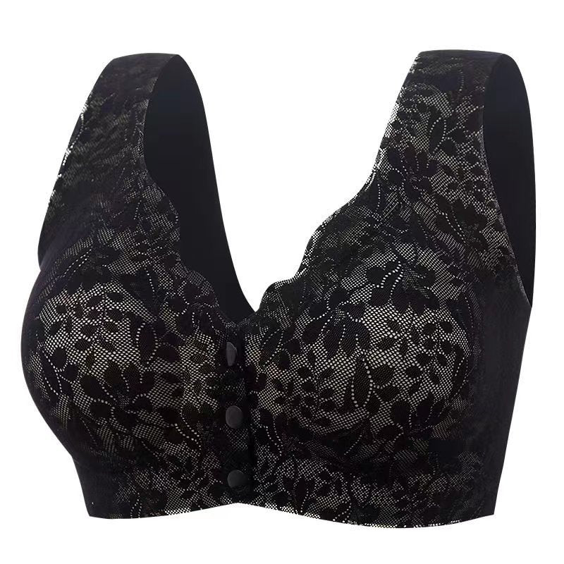 🔥Sista dagen för köp 1 få 2 gratis🔥Plus Size Jacquard Lace Button Front Bekväm behå