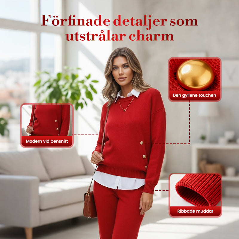 Damset med tvådelad sweatshirt och raka byxor