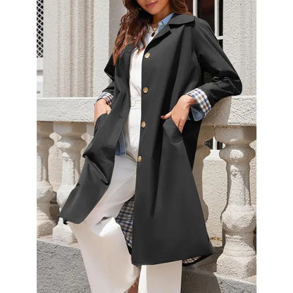 💜 SISTA DAGENS ERBJUDANDE – 50 % RABATT 💜 Trenchcoat för damer med skjortkrage och enkelknäppt knäppning