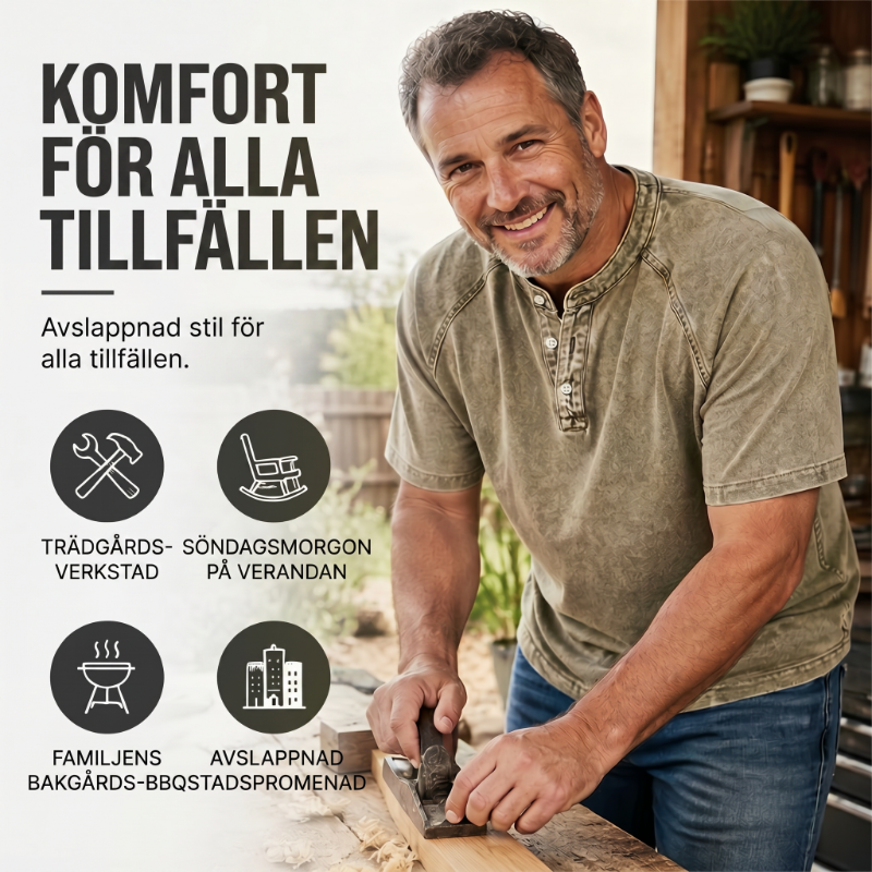 👕✨ Bomulls skjorta med bandkrage och raglanärmar