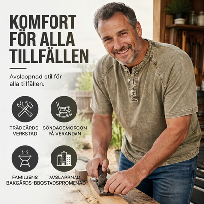 👕✨ Bomulls skjorta med bandkrage och raglanärmar