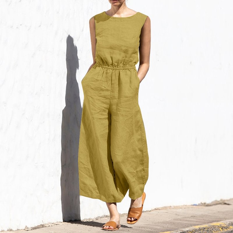 Casual lös enfärgad jumpsuit