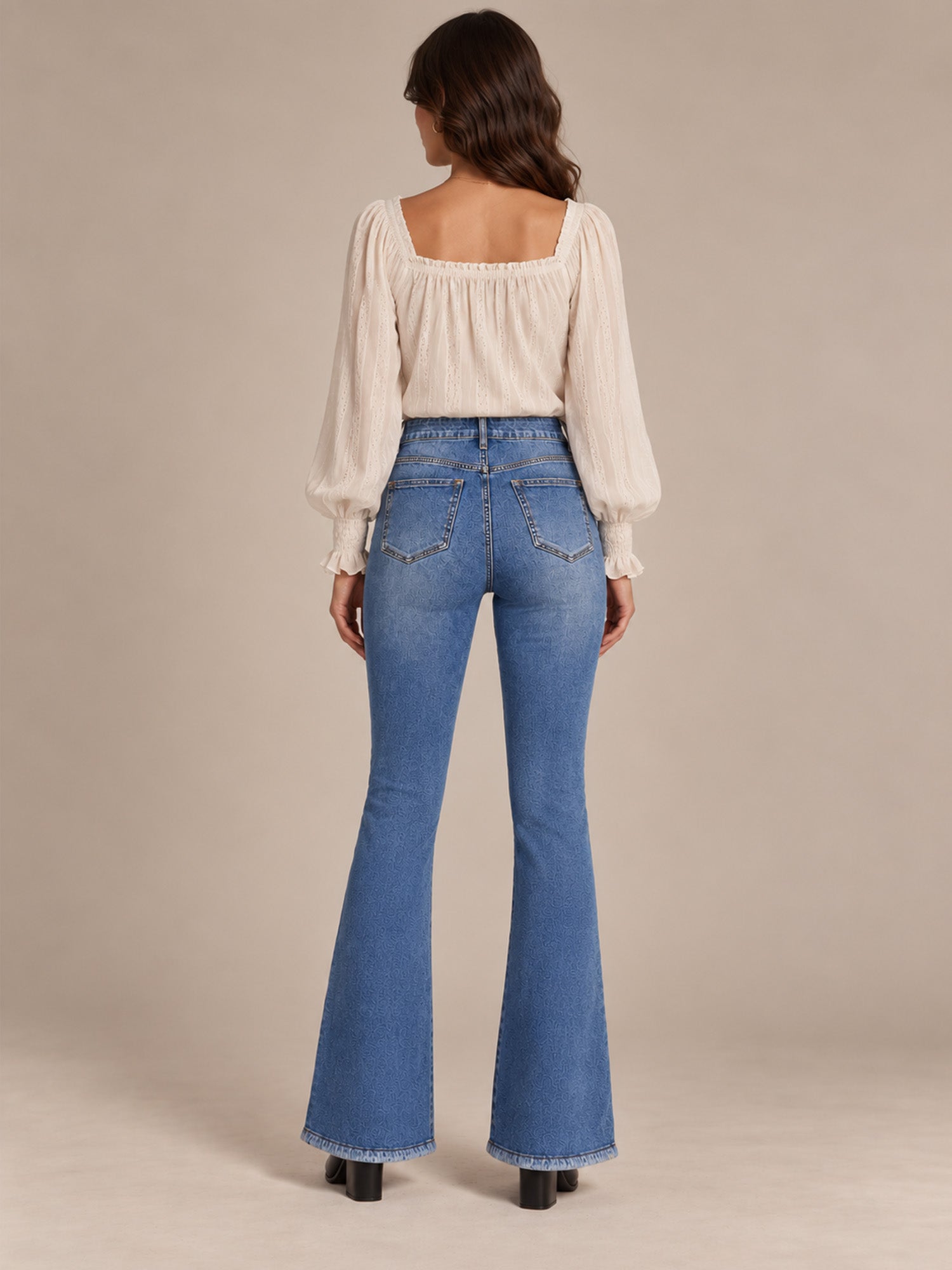 ⏰Sista dagen på rean – 50 % rabatt💃Damernas högmidjade slitna bootcut-jeans