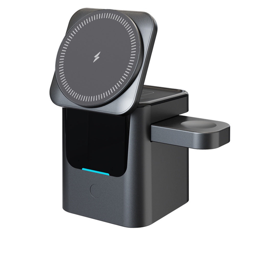 Elektrisk 3-i-1 trådlös laddare, multifunktionell elektrisk hopfällbar trådlös laddare för skrivbordet, KC-certifierad
