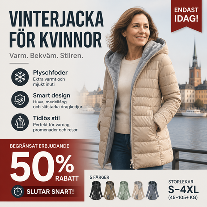 ✈️Fri frakt❄️ FÖRBEREDELSER INFÖR VINTERN 🧥 Termisk vinterjacka med huva för damer ✨ Varm, bekväm och perfekt för kalla dagar