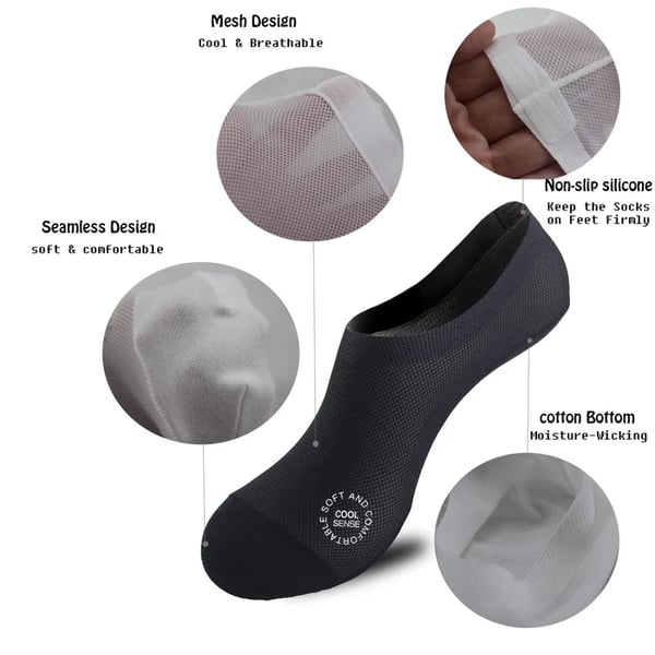 🔥Ultra Thin Liner Socks Non Slip ComBed No Show-strumpor i bomull