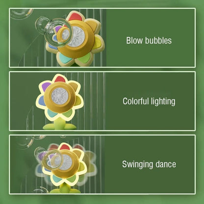 🌻 50% RABATT! 🫧 Solrosformad Bärbar Elektrisk Bubbeltillverkningsleksak – Automatiska Bubbel, Söt Design & Perfekt för Barn 🎈