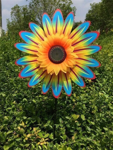 🎉 Färgglad solros-väderkvarn – för dekoration utomhus och på gården🌻
