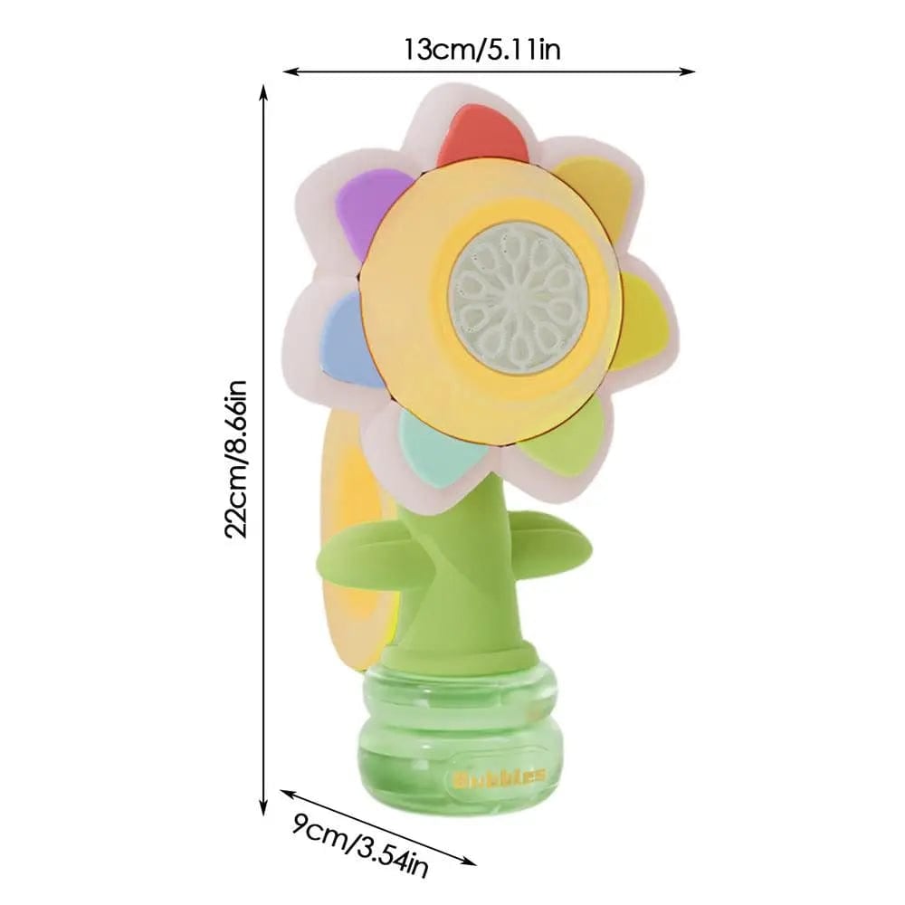 🌻 50% RABATT! 🫧 Solrosformad Bärbar Elektrisk Bubbeltillverkningsleksak – Automatiska Bubbel, Söt Design & Perfekt för Barn 🎈