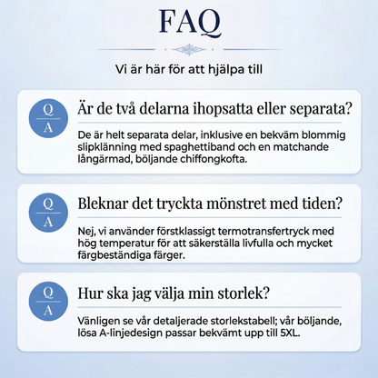 Elegant tvådelat klädset med blommönster för damer