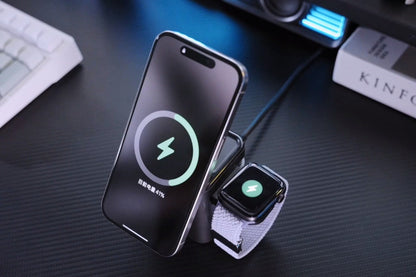 Elektrisk 3-i-1 trådlös laddare, multifunktionell elektrisk hopfällbar trådlös laddare för skrivbordet, KC-certifierad