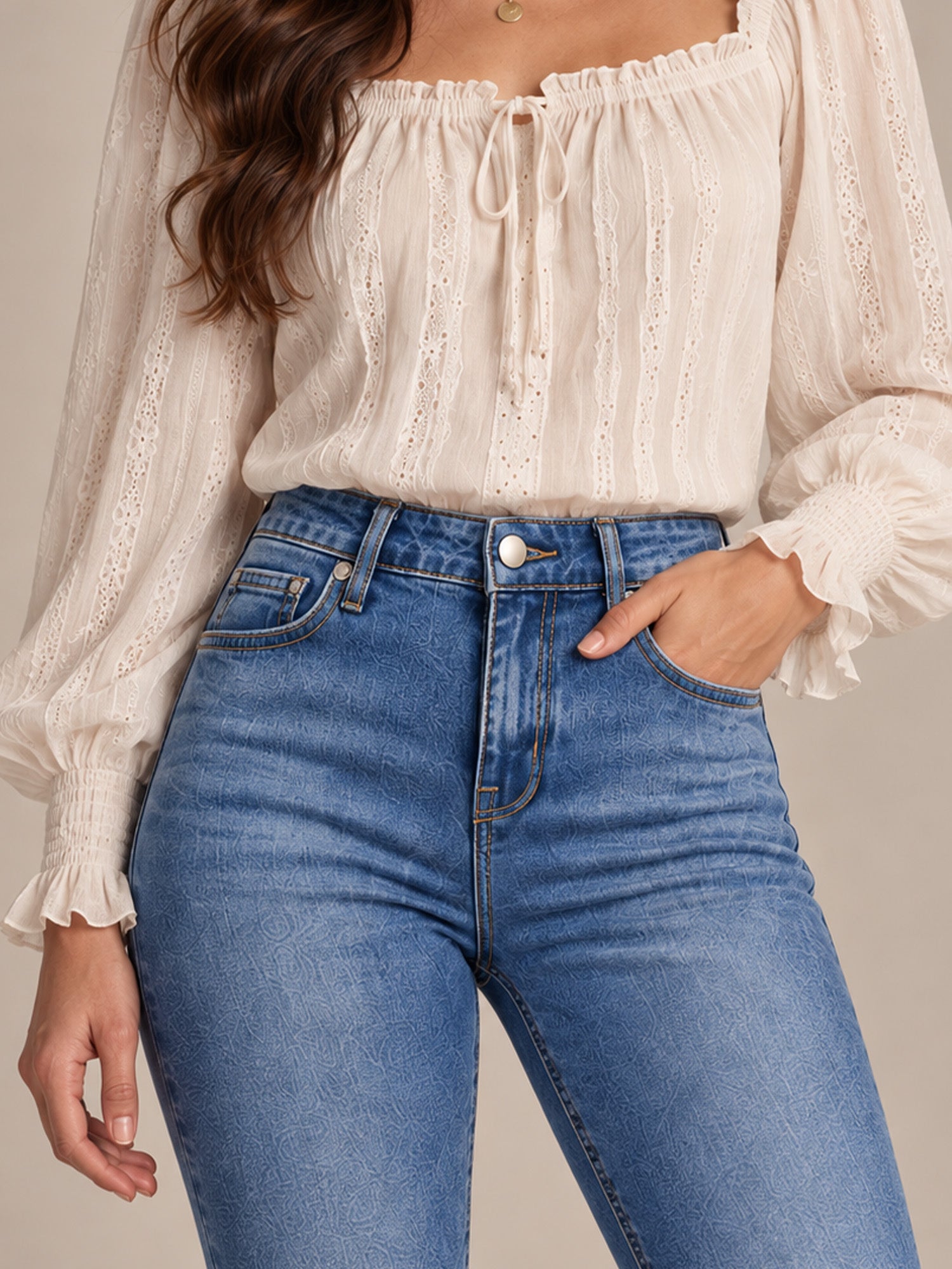 ⏰Sista dagen på rean – 50 % rabatt💃Damernas högmidjade slitna bootcut-jeans