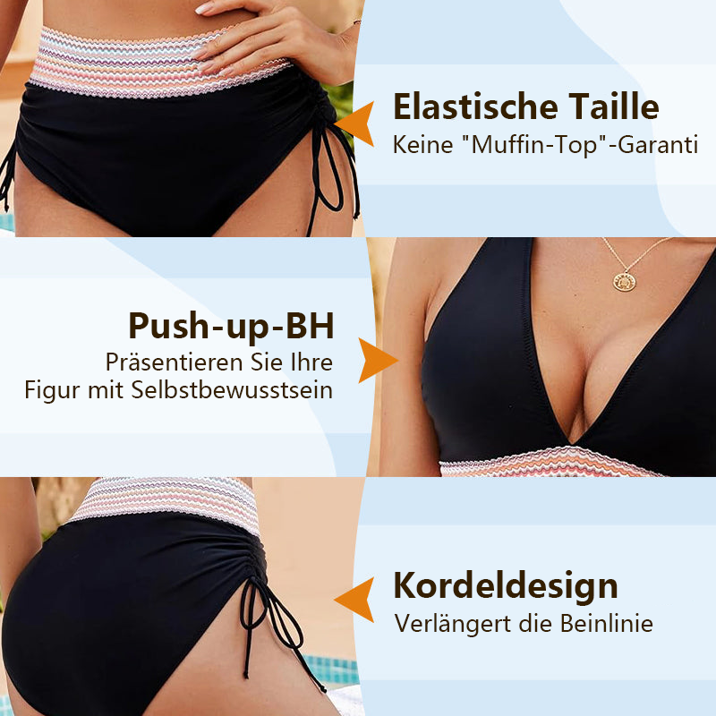 🔥2026 Ny stil 50% rabatt💥Bikinset med hög midja, magkontroll och färgblocksdesign👙