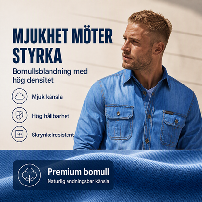 Herr ledig långärmad denimskjorta