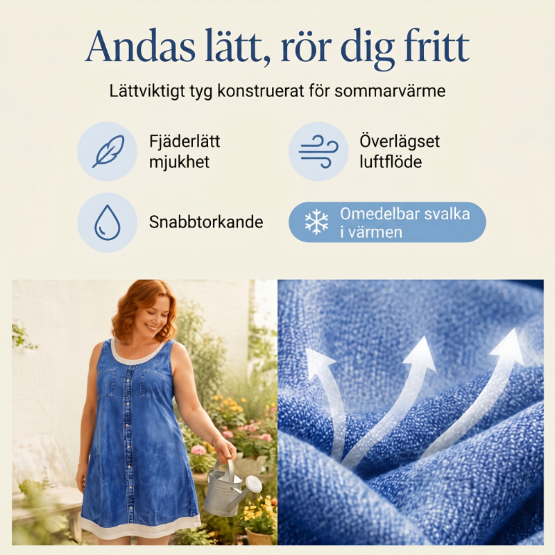 🔥 50% RABATT 👗 Klänning i tvådelat utförande med denimtryck (imitation) ✨ Trendig lager-på-lager-look med elegant passform & bekväm känsla hela dagen 💙