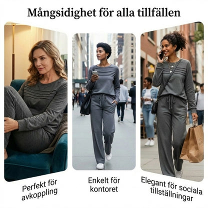 🔥SISTA DAGEN 60 % RABATT✨Avslappnat set med topp och byxor med dragsko för dam