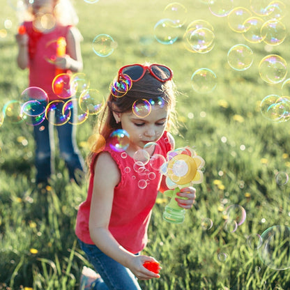 🌻 50% RABATT! 🫧 Solrosformad Bärbar Elektrisk Bubbeltillverkningsleksak – Automatiska Bubbel, Söt Design & Perfekt för Barn 🎈