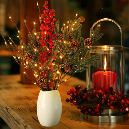 🎄Julkampanj 50 % rabatt🎄LED-ljusgirlander med pilkvistar, batteridrivna kvistljus