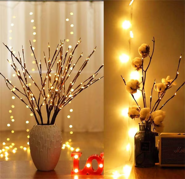 🎄Julkampanj 50 % rabatt🎄LED-ljusgirlander med pilkvistar, batteridrivna kvistljus