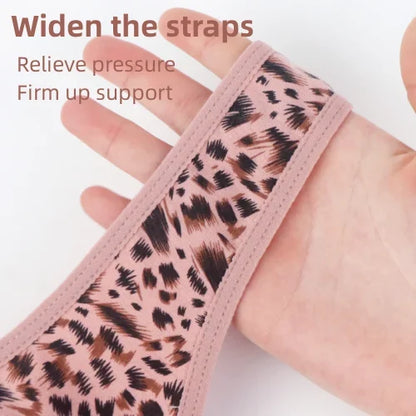 🔥Sista dagen för köp 1 få 2 gratis🔥Unwired Front Button Leopard Print Plus Size BH