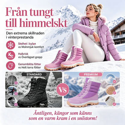 Vattentäta snökängor för dam med plyschfoder och skaft i mellanhöjd👢❄️