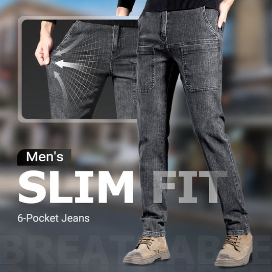 🔥50 % RABATT👖Slim fit-jeans med 6 fickor för herr