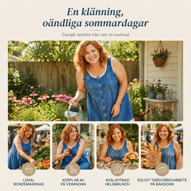 🔥 50% RABATT 👗 Klänning i tvådelat utförande med denimtryck (imitation) ✨ Trendig lager-på-lager-look med elegant passform & bekväm känsla hela dagen 💙