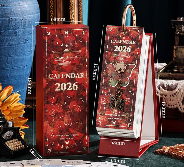 🎨 2026 Vintage oljemålning i europeisk stil, vändbar kalender