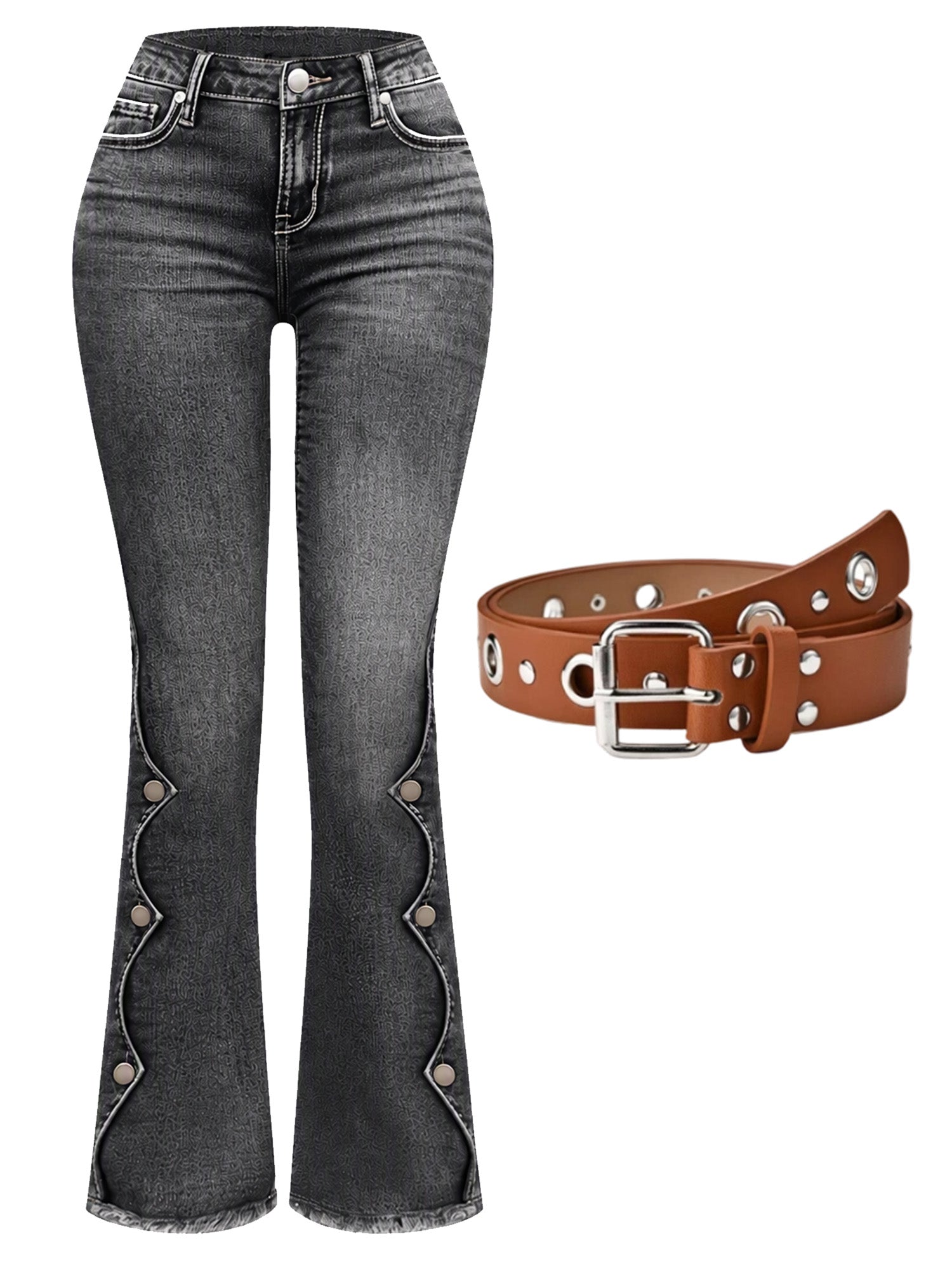 ⏰Sista dagen på rean – 50 % rabatt💃Damernas högmidjade slitna bootcut-jeans