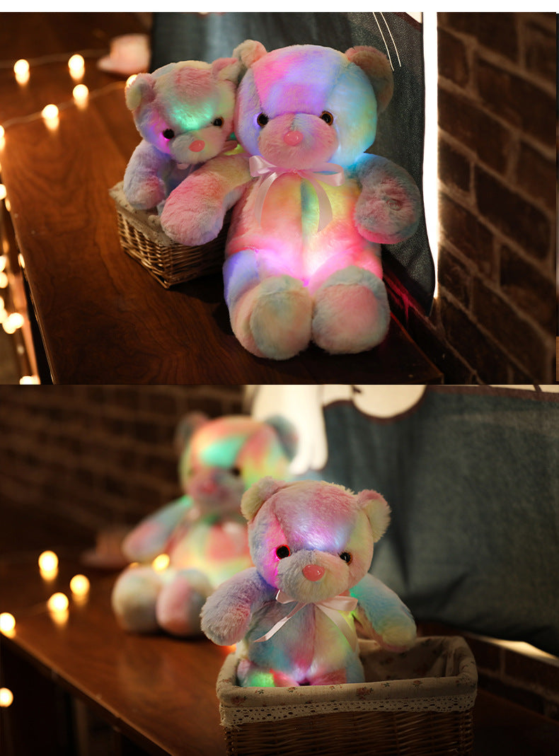 ⏳Begränsad tid 50 % rabatt⏰Nallebjörn, färgglad LED-lampa, mjuka leksaker🌈🧸