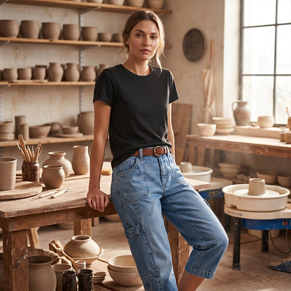 📢Mellanårsrea: 50 % rabatt – endast under en begränsad tid ⏰Korta, stretchiga jeansbyxor för dam i casual-stil