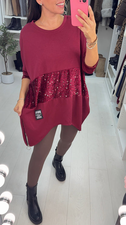 Romina Set med löst sittande sweatshirt med paljettpanel