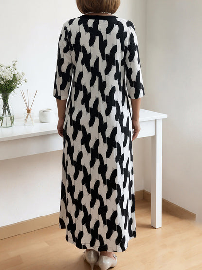 🌸Tidig vårrea – 50 % RABATT!🔥 Casual chic maxiklänning – V-ringning, halvlånga ärmar, perfekt för vardagsbruk ✨