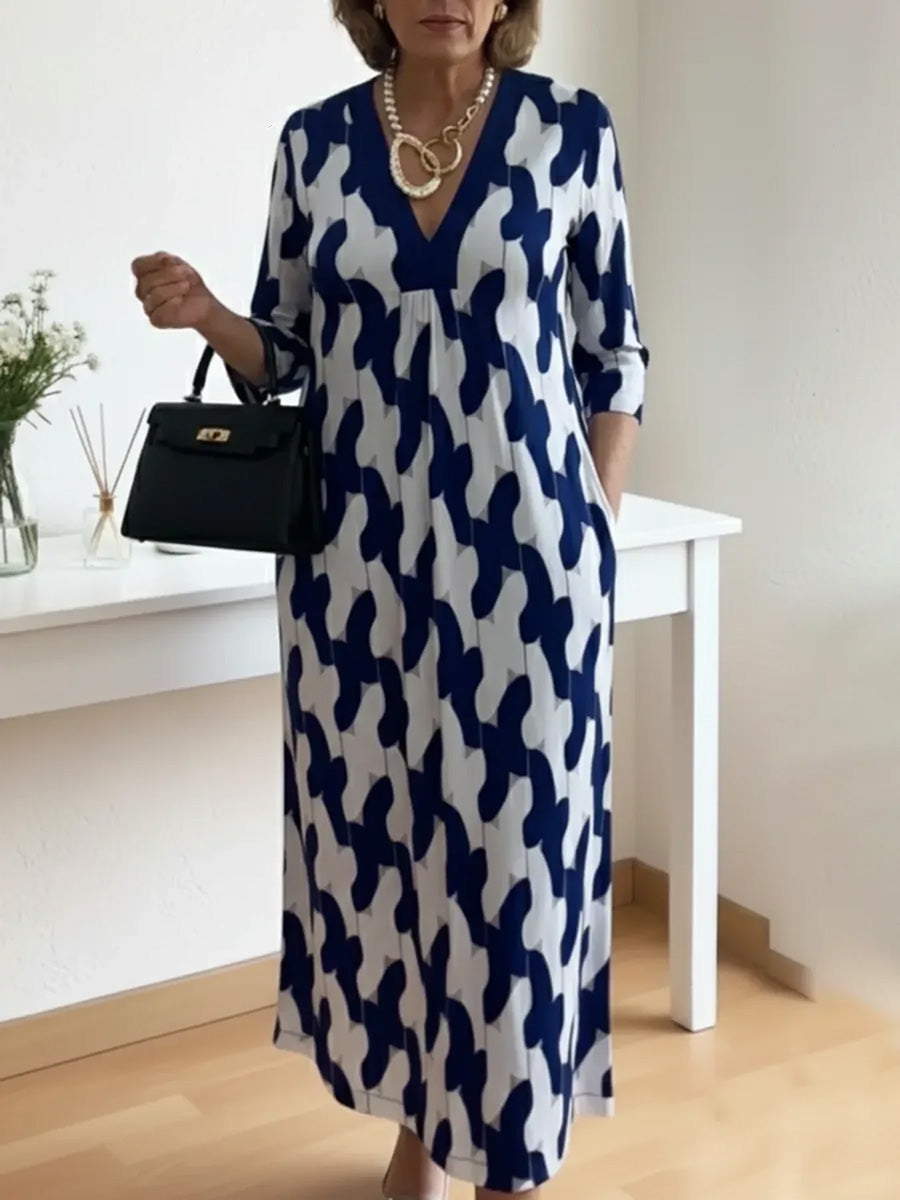 🌸Tidig vårrea – 50 % RABATT!🔥 Casual chic maxiklänning – V-ringning, halvlånga ärmar, perfekt för vardagsbruk ✨