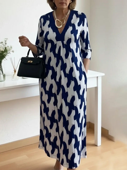 🌸Tidig vårrea – 50 % RABATT!🔥 Casual chic maxiklänning – V-ringning, halvlånga ärmar, perfekt för vardagsbruk ✨