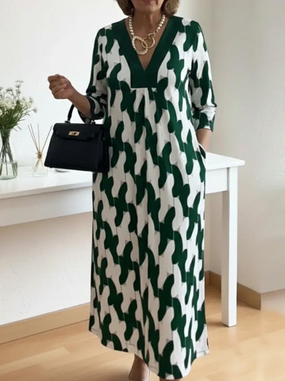 🌸Tidig vårrea – 50 % RABATT!🔥 Casual chic maxiklänning – V-ringning, halvlånga ärmar, perfekt för vardagsbruk ✨