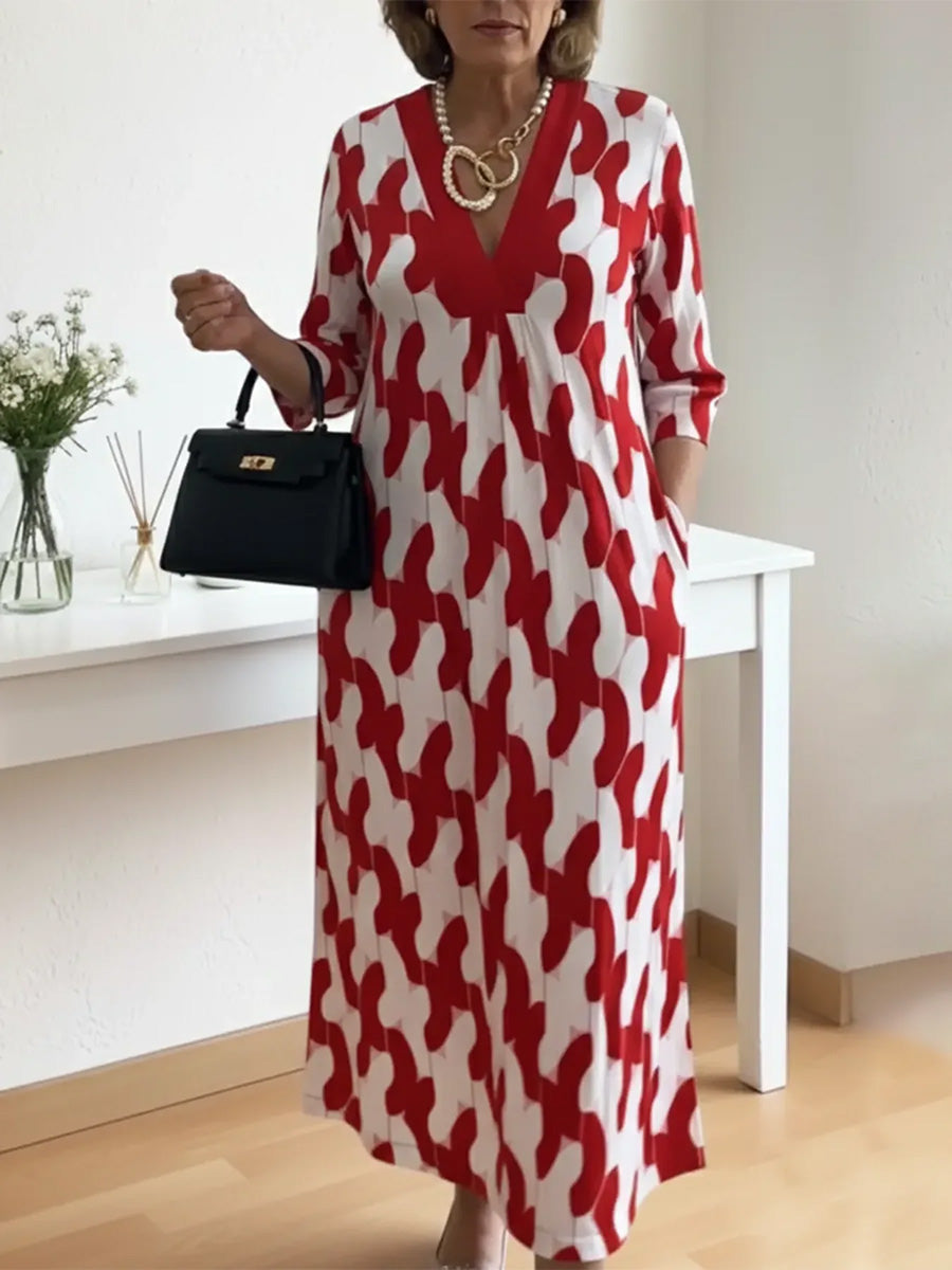 🌸Tidig vårrea – 50 % RABATT!🔥 Casual chic maxiklänning – V-ringning, halvlånga ärmar, perfekt för vardagsbruk ✨