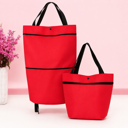🧳 2‑i‑1 Hopfällbar Shoppingvagn – Stor Kapacitet & Slitstarkt Oxford-tyg – Perfekt för Matbutik, Marknad, Camping & Resor 🌿