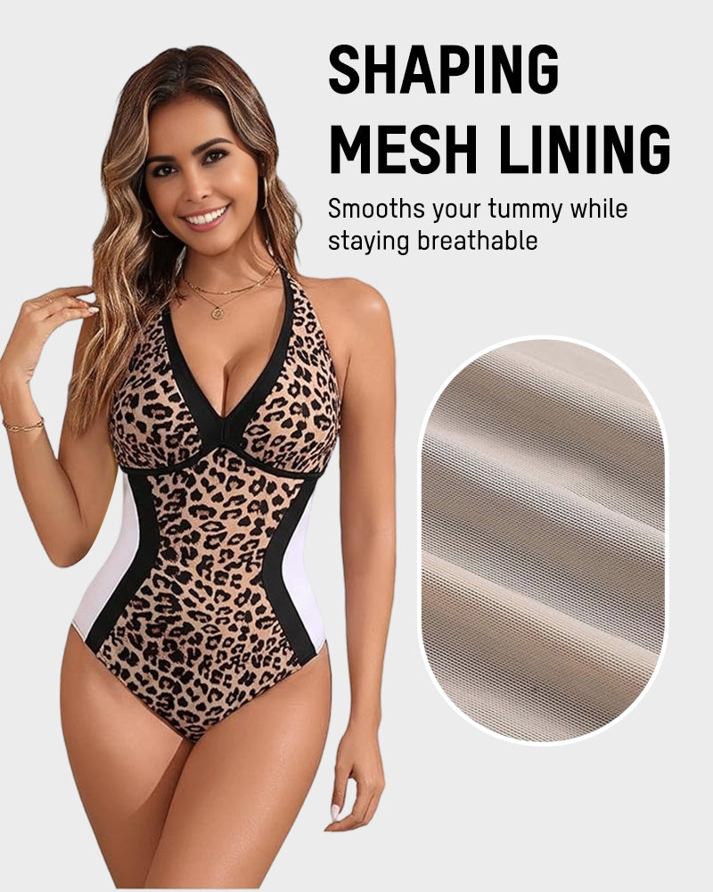 🔥HOT SALE 50% RABATT👙Färgblockerad baddräkt med magkontroll