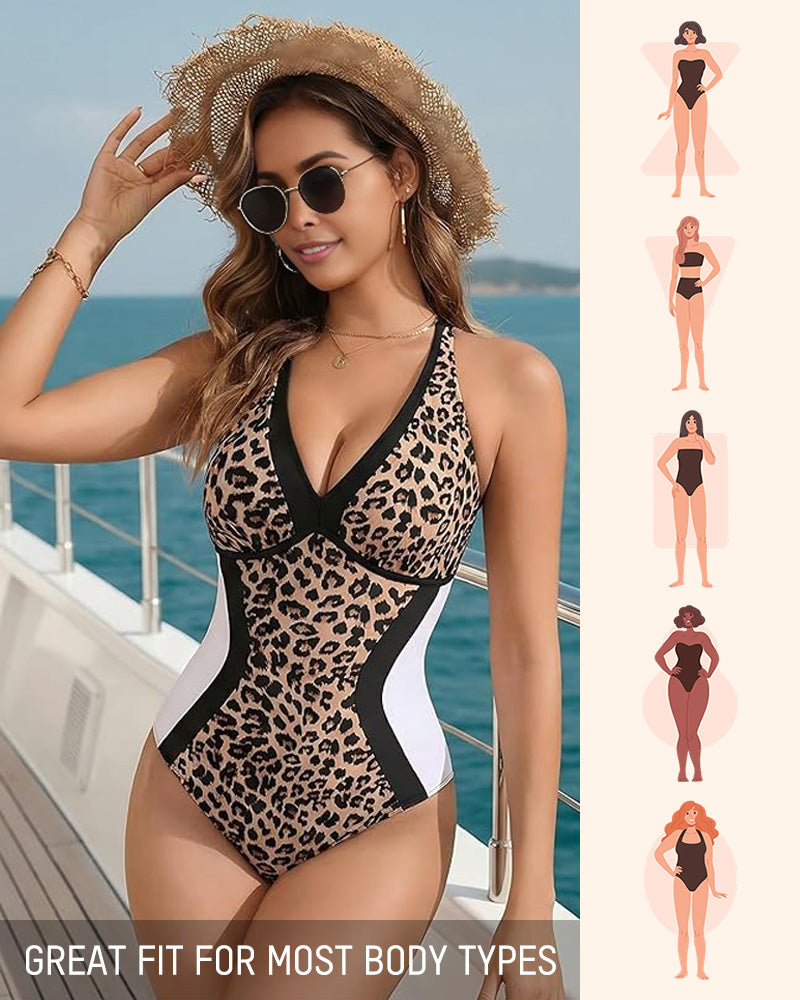🔥HOT SALE 50% RABATT👙Färgblockerad baddräkt med magkontroll