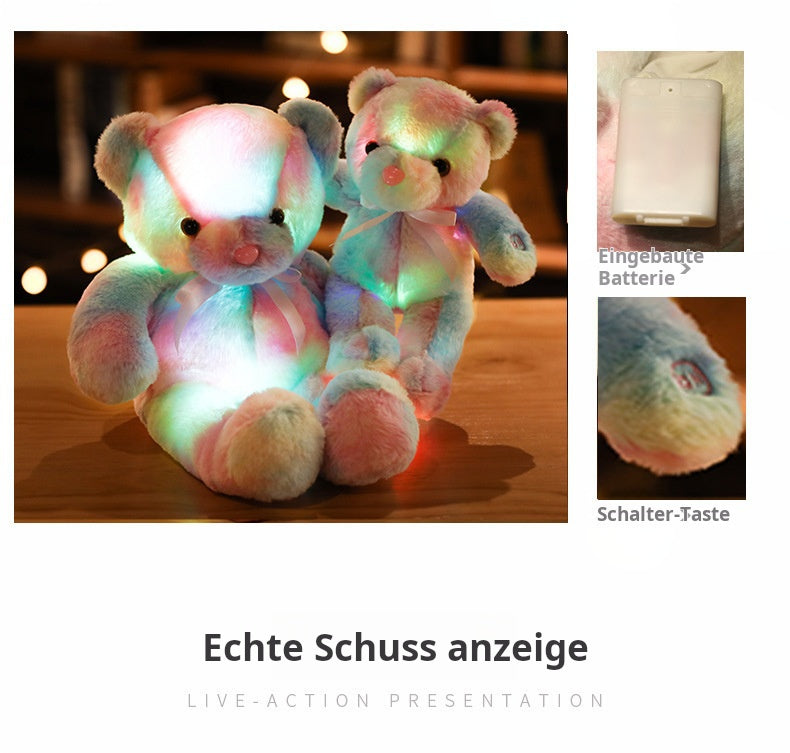 ⏳Begränsad tid 50 % rabatt⏰Nallebjörn, färgglad LED-lampa, mjuka leksaker🌈🧸
