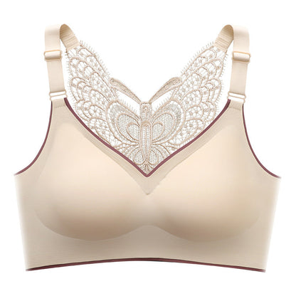 🦋 48% RABATT NU! 👙 Bygellös BH med Fjärilsbroderi – Is-silke Komfort & Lyft – Perfekt för Plus Size – Bär Hela Dagen 💕