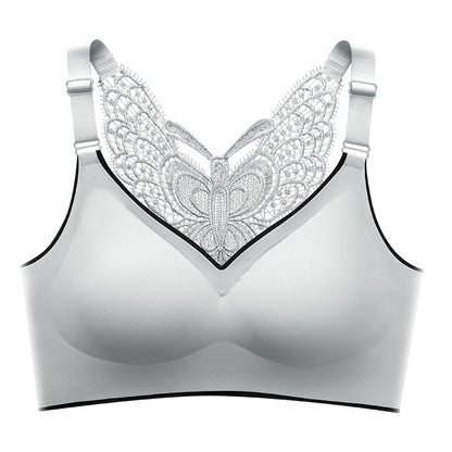 🦋 48% RABATT NU! 👙 Bygellös BH med Fjärilsbroderi – Is-silke Komfort & Lyft – Perfekt för Plus Size – Bär Hela Dagen 💕