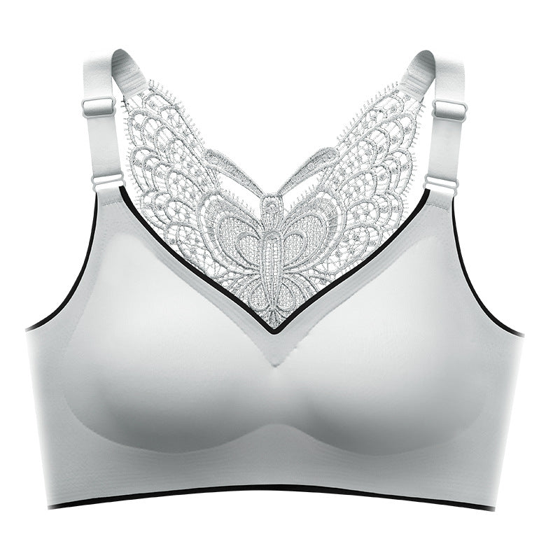 🦋 48% RABATT NU! 👙 Bygellös BH med Fjärilsbroderi – Is-silke Komfort & Lyft – Perfekt för Plus Size – Bär Hela Dagen 💕
